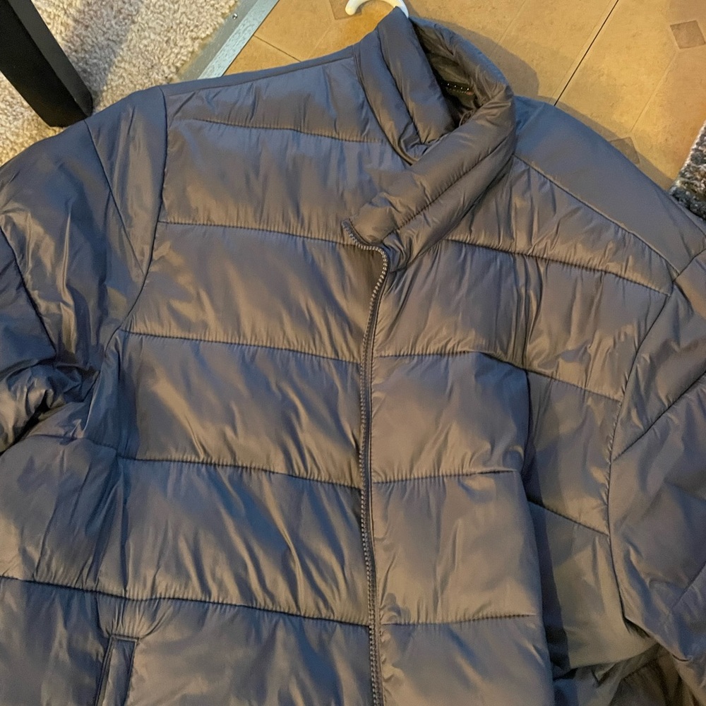 Mens Olive, Grey And Black Bubble Jacket